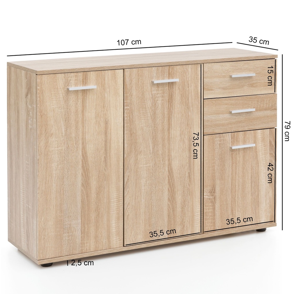 Commode avec portes et tiroirs 107x79x35 cm bois Sonoma_03