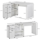 Bureau d'angle Design avec étagère blanc 120 x 75,5 x 106,5 cm_03