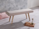 Banc SALIM en tissu / banc en bois massif beige 117x51x38 cm de style rétro_04