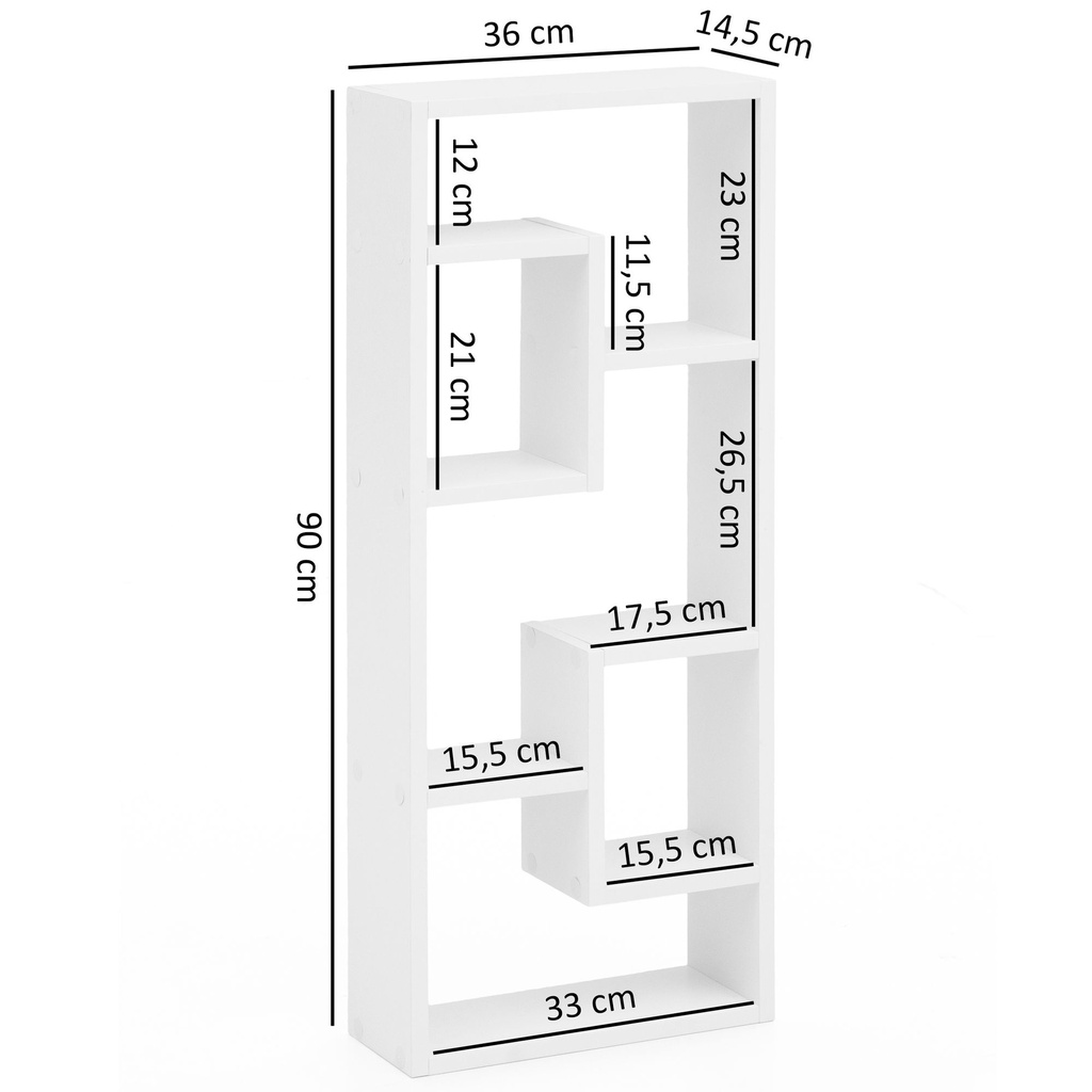 Étagère murale ROSALIE blanc 36x90x13,5 cm bois design étagère suspendue moderne_03