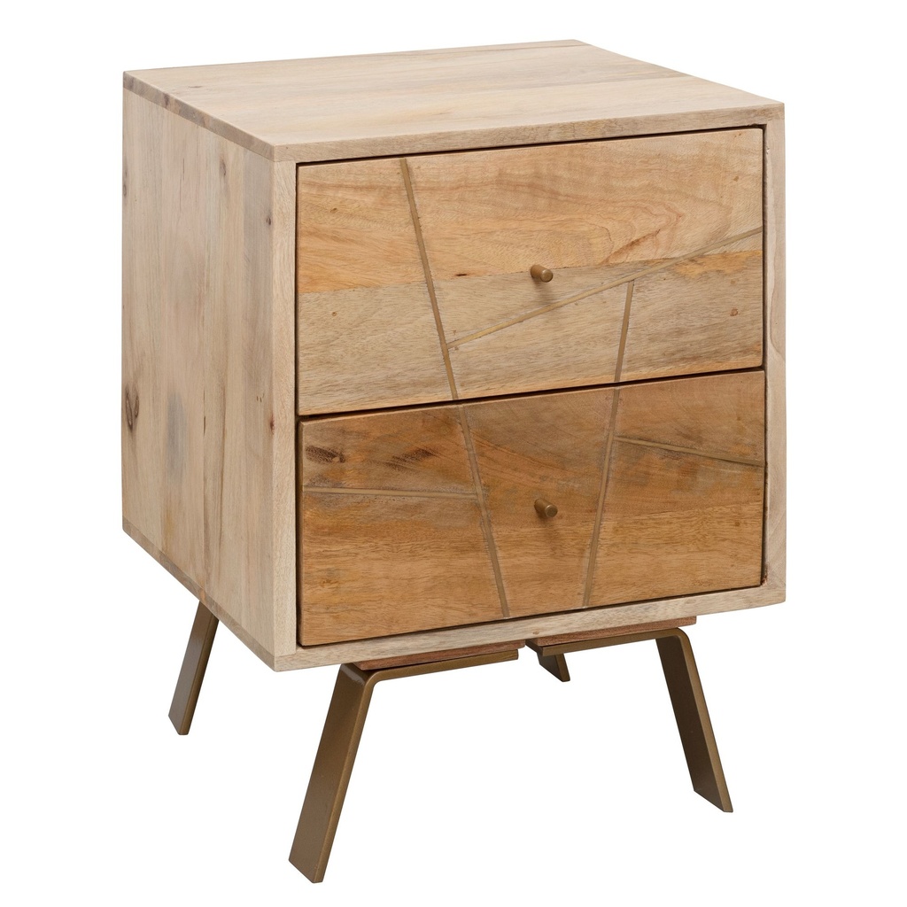 Console de nuit SIKAR 40x56x40cm bois de manguier massif_06