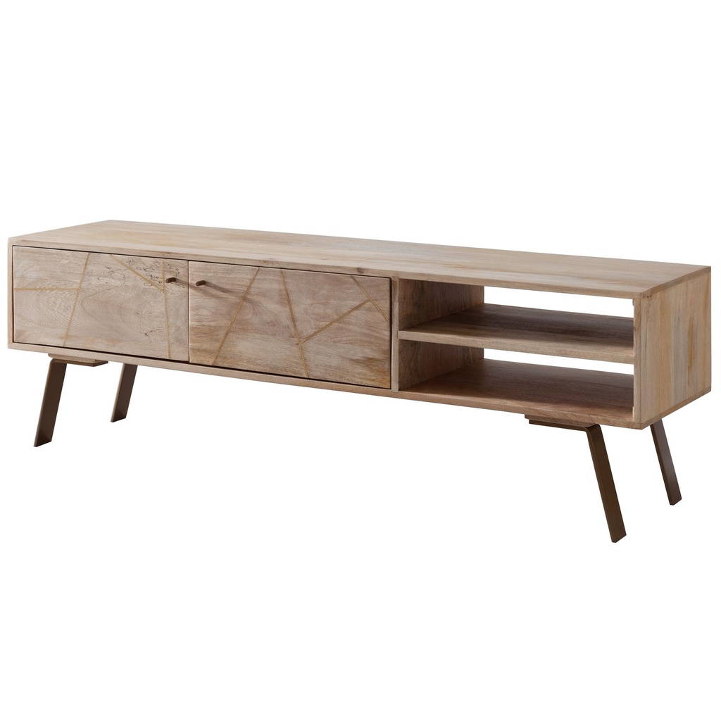 Buffet bas HiFi SIKAR Maison de campagne en bois massif de manguier 145x47x35cm_07