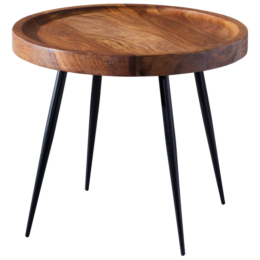 Table d'appoint 46 x 40 x 46 cm bois de Sesham métal_06