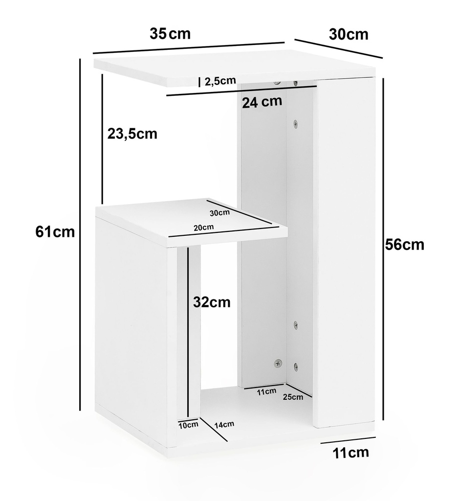 Table d'appoint 35 x 29,5 x 60 cm design bois blanc_03