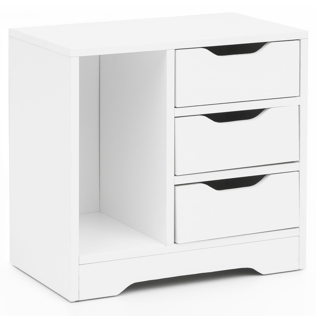 Console de nuit 49x50x30 cm blanc mat 3 tiroirs 1 rangement_07