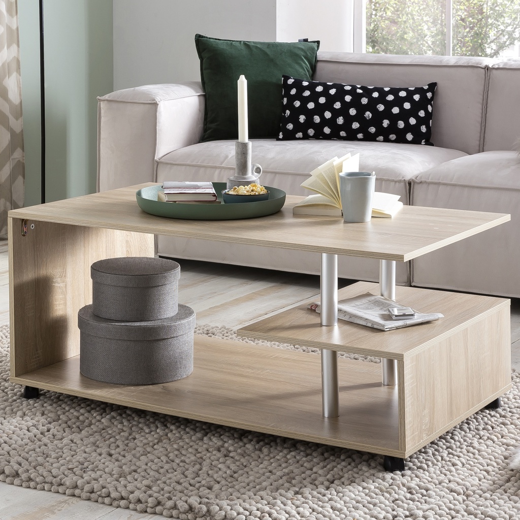 Table basse Design 105 x 48,5 x 60 cm Sonoma rotative avec roulettes_01