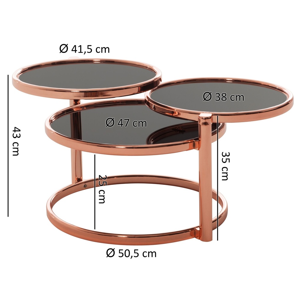 Table basse SUSI avec 3 plateaux noir / cuivre 58 x 43 x 58 cm_03