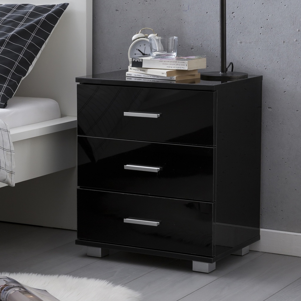 Design console de nuit noir 45x54x34cm bois_01