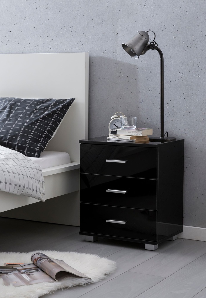 Design console de nuit noir 45x54x34cm bois_02