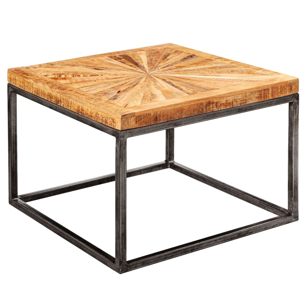 Table basse en bois massif de manguier 55x40x55 cm avec structure en métal_06