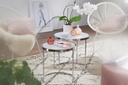 Design table d'appoint ronde Ø 50/42 cm - 2 parties blanc argent avec plateau en verre_02