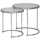 Design table d'appoint ronde Ø 50/42 cm - 2 parties blanc argent avec plateau en verre_06