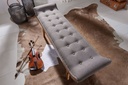 Banc en tissu / banc en bois massif gris 125x51x38 cm design Chesterfield_04