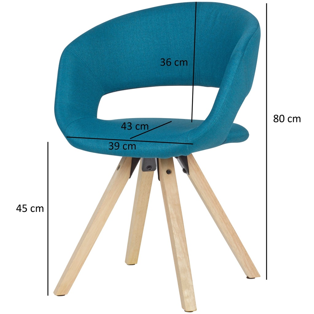 Chaise de salle à manger tissu pétrole bois massif rétro_02