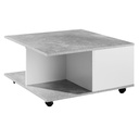 Table basse Design 70x70 cm gris ciment / blanc, avec 2 tiroirs et 2 compartiments_08