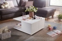 Table basse Design 70x70 cm blanche, avec 2 tiroirs et 2 compartiments_04