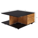 Table basse Design 70x70 cm anthracite / chêne sable, avec 2 tiroirs & 2 compartiments_03