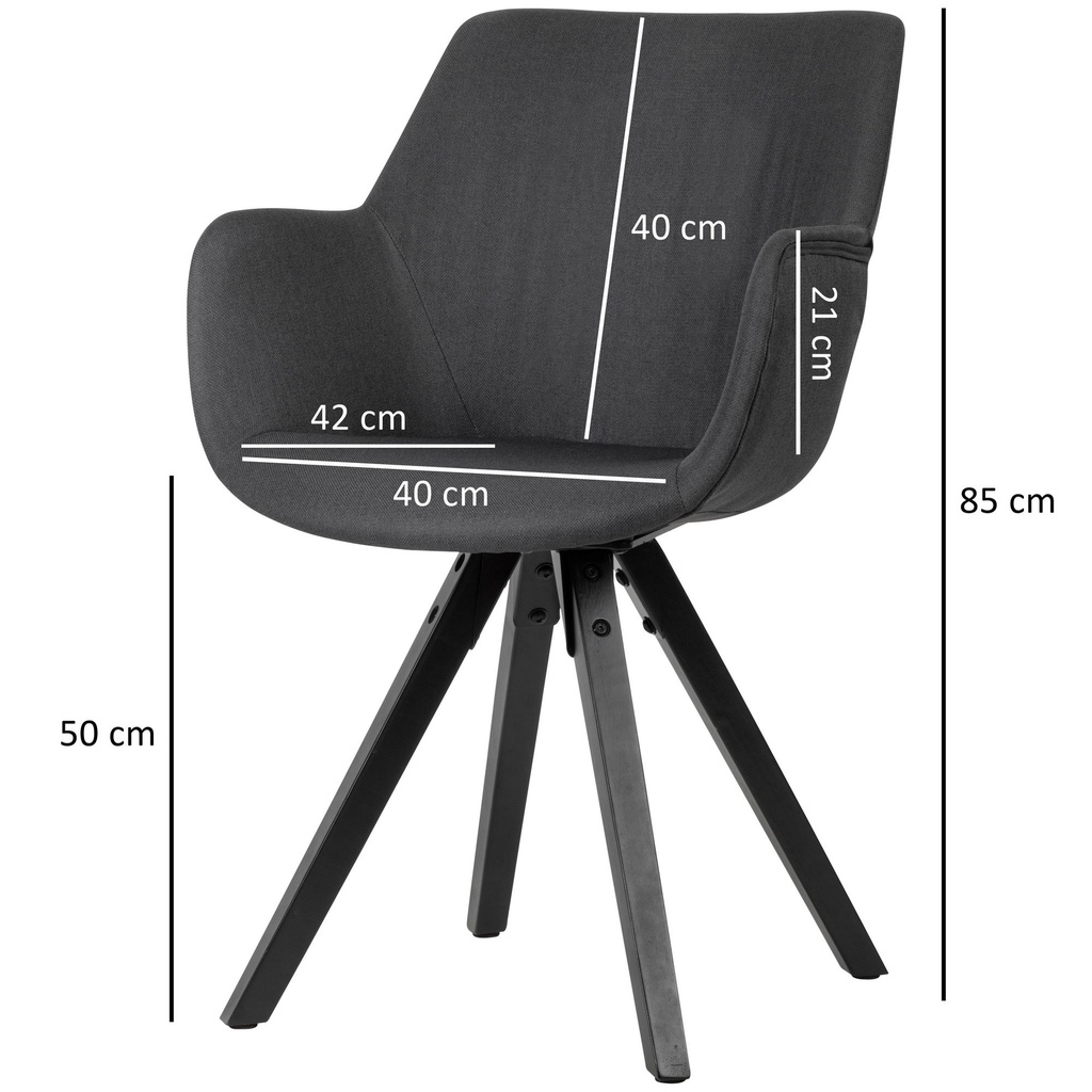 Chaise de salle à manger Wohnling, lot de 2, noir avec accoudoirs et pieds noirs_03