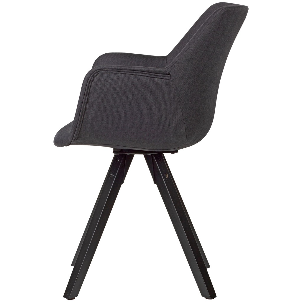 Chaise de salle à manger Wohnling, lot de 2, noir avec accoudoirs et pieds noirs_04