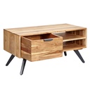 Table basse 95x45x45 cm table de salon en acacia rectangulaire en bois massif, table en bois avec espace de rangement, table de canapé avec tiroir_07