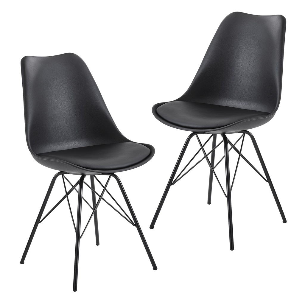 Chaise de salle à manger lot de 2 en plastique noir design scandinave_01