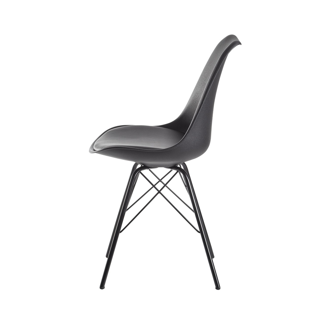 Chaise de salle à manger lot de 2 en plastique noir design scandinave_05