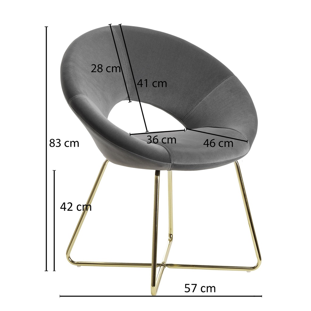 Chaise de salle à manger en velours gris foncé avec pieds dorés_02