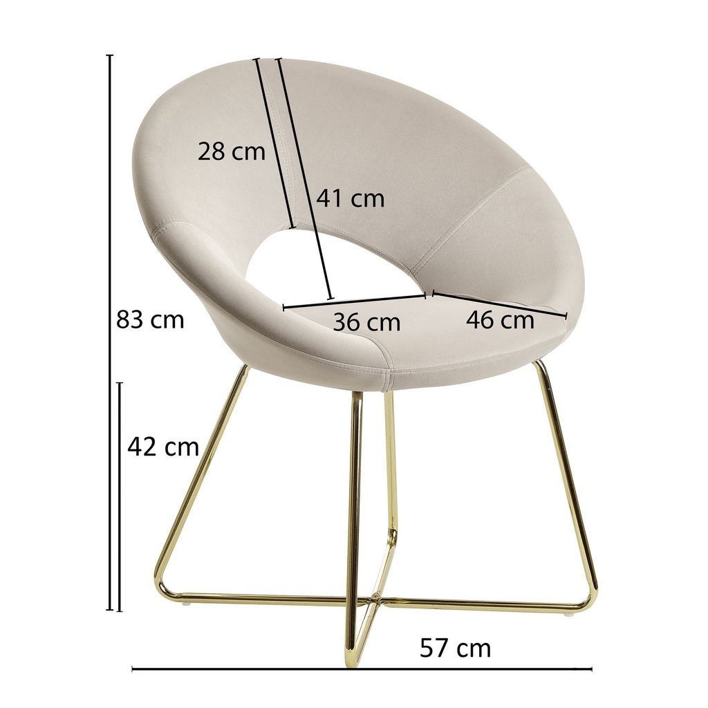 Chaise de salle à manger velours beige avec pieds dorés_02