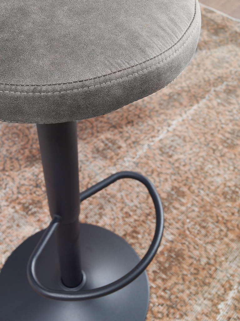 Tabouret de bar aspect daim gris sans dossier 58 - 79 cm_04