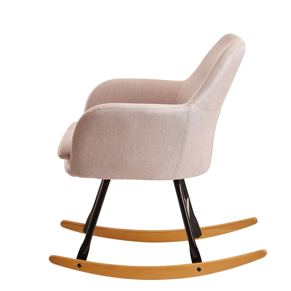 Rocking chair rose 71x76x70cm design Malmo tissu / bois_03