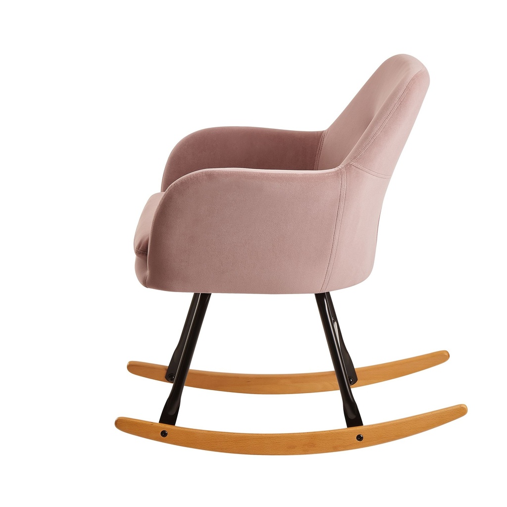 Rocking chair rose 71x76x70cm design velours / bois_03