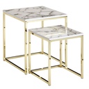 Design - Lot de 2 tables d'appoint carrées aspect marbre blanc_01