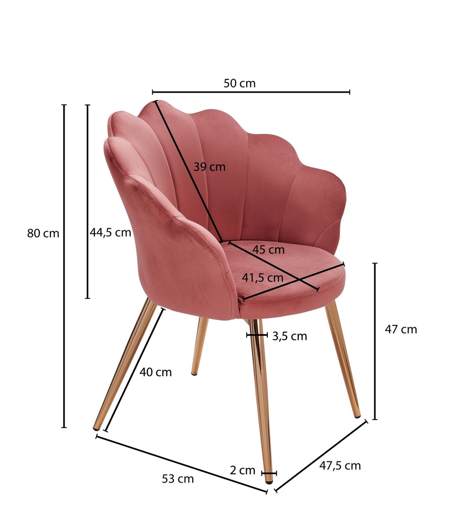 Chaise de salle à manger en velours tulipe rose rembourrée avec pieds dorés_02