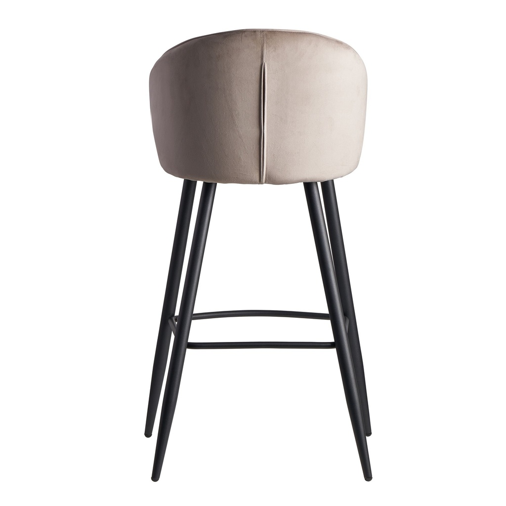 Tabouret de bar velours beige avec dossier 56 x 102,5 x 52,5 cm, tissu scandinave/métal 110 kg_04