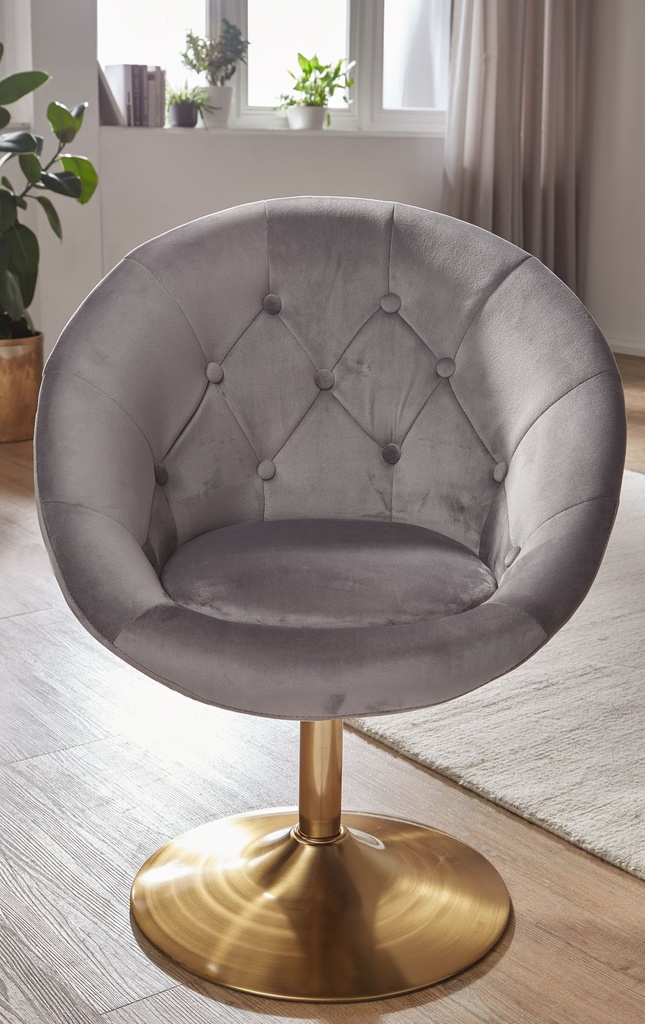 Chaise longue velours gris / or chaise pivotante design avec dossier_04