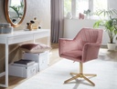 Design Chaise pivotante en velours rose pivotante sans roulettes, avec accoudoirs_02