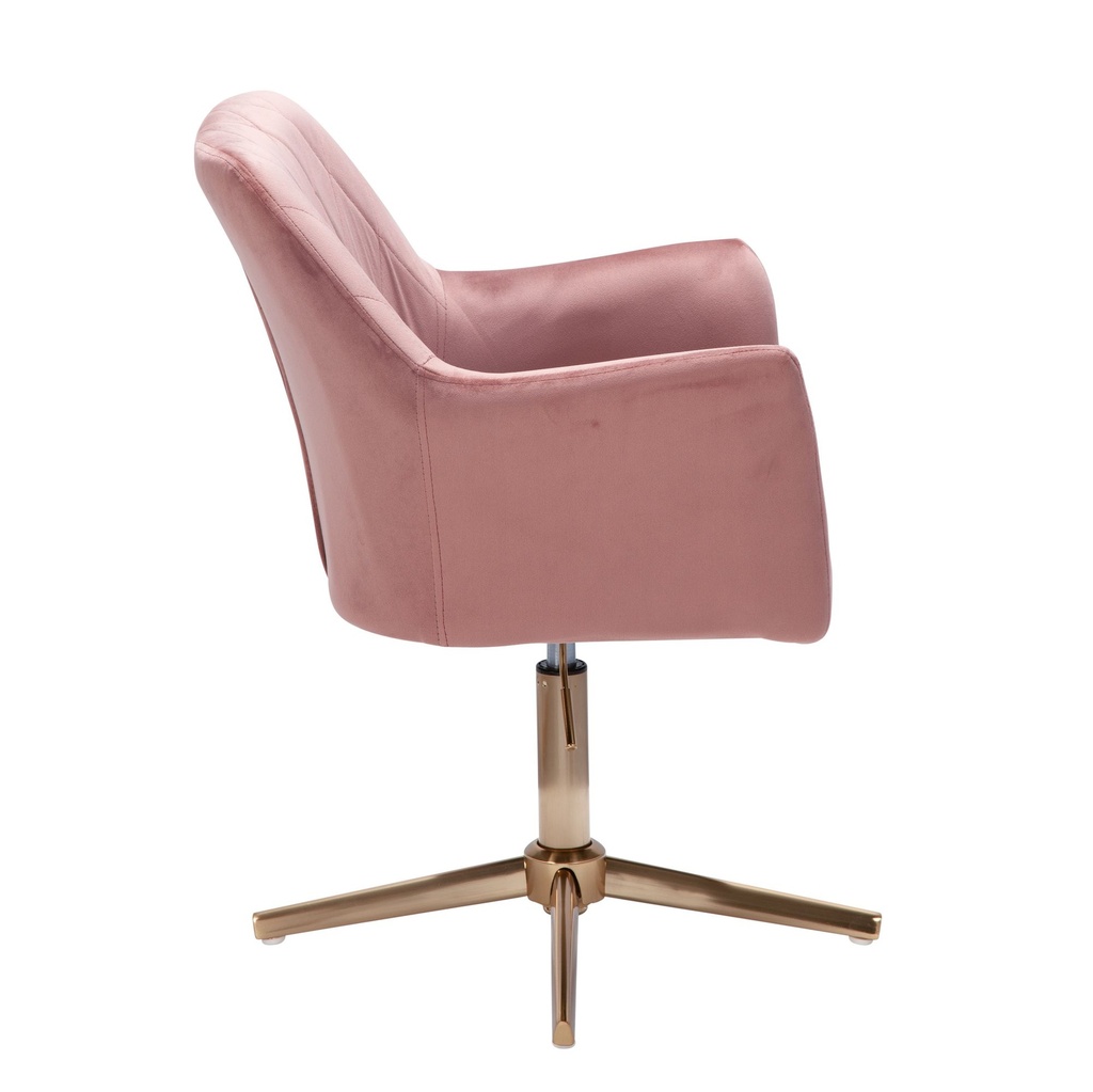 Design Chaise pivotante en velours rose pivotante sans roulettes, avec accoudoirs_08