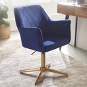 Design Chaise Pivotante en Velours Bleu Foncé Pivotant sans Roues avec Accoudoir_01