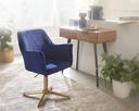 Design Chaise Pivotante en Velours Bleu Foncé Pivotant sans Roues avec Accoudoir_02