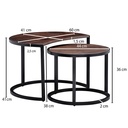 – lot de 2 tables basses rondes en bois massif de manguier/métal, marron foncé, avec pieds en métal noir_03