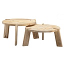 Design Table Basse Lot de 2 Tables de Salon en Bois Massif de Manguier Ensemble de Tables Lumineuse Table en Bois Table d'Appoint Ronde WL6.344_06