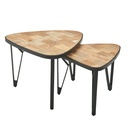 Design set de 2 tables basses en bois massif manguier/acacia, triangulaire, avec pieds en métal, 2 pièces_06