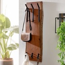 Design porte-manteau mural en bois massif d'acacia / métal 35,5 x 100 x 11 cm, porte-manteau mural à 2 rangées de porte-manteau de couloir, porte-manteau en bois_01