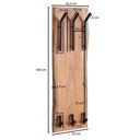 Design porte-manteau mural en bois massif d'acacia / métal 35,5 x 100 x 11 cm, porte-manteau mural à 2 rangées de porte-manteau de couloir, porte-manteau en bois_03