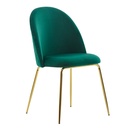 Design Lot de 2 chaises de salle à manger rembourrées en velours vert, chaise de cuisine en tissu avec pieds dorés, chaise coque scandinave_01