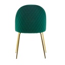 Design Lot de 2 chaises de salle à manger rembourrées en velours vert, chaise de cuisine en tissu avec pieds dorés, chaise coque scandinave_05