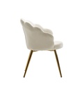 Chaise de salle à manger tulipe velours blanc rembourré, chaise de cuisine avec pieds dorés, chaise coque design scandinave_03