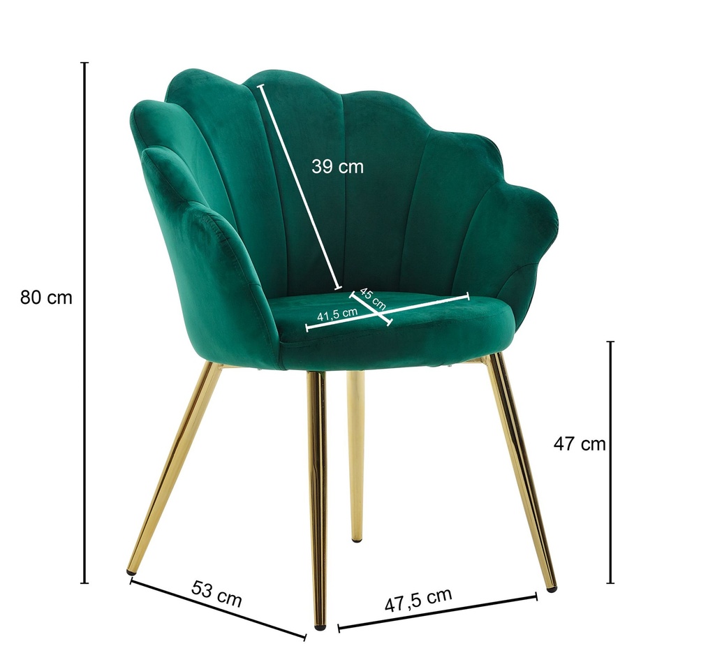 Chaise de salle à manger tulipe velours vert rembourré, chaise de cuisine avec pieds dorés, chaise coque design scandinave_03