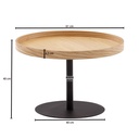 Table basse 61x61x40 cm table de canapé bois / métal table de salon chêne, table de chambre design moderne ronde, table basse en bois_03