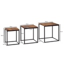 Lot de 3 tables d'appoint carrées en bois massif/métal Sheesham, design moderne, table basse 3 pièces, table de salon, gain de place WL6.520_03